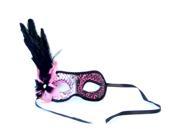 Paris Eye Costume Mask With Feather Pink Black