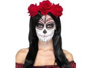 Day of the Dead Costume Headband with Red Roses