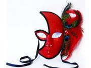 Midnight Flash Costume Mask With Feather Red