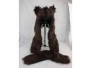 Wolf Costume Hat With Mittens Brown