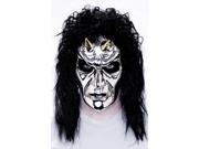 Maniacs PVC Molded Silver Horn Devil w Black Hair Adult Costume Mask