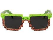 Pixel 8 Bit Costume Green Brown Brick Glasses