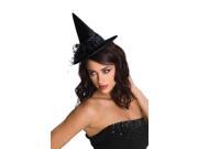 Black Feathered Mini Witch Costume Hat