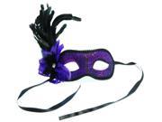 Paris Eye Costume Mask With Feather Purple Black