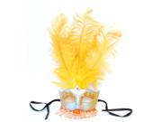 Exotica Beaded Eye Costume Mask W Feather Silver Apricot
