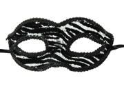 Electro Petite Costume Mardi Gras Mask Silver Black Zebra Stripe One Size
