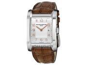 Baume and Mercier Silver Dial Brown Leather Ladies Watch 10018