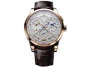 Jaeger LeCoultre Duometre Silver Dial Leather Mens Watch Q6012420