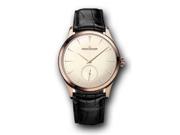 Jaeger LeCoultre Master Ultra Thin Beige Dial Black Leather Mens Watch Q1272510