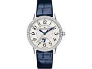 Jaeger LeCoultre Rendez Vous Silver Dial Diamond Blue Leather Watch Q3448420