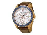 Tommy Hilfiger 1791118 Luke Multi Function White Dial Brown Leather Men s Watch