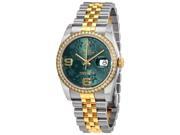 Rolex Oyster Perpetual Datejust 36 Green Floral Dial Stainless Steel and 18K Yellow Gold Rolex Jubilee Automatic Ladies Watch 116243GRFAJ