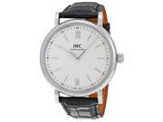 IWC Portofino Silver Dial Stainless Steel Black Leather Mens Watch 5111 02