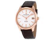Jaeger LeCoultre Geophysic Date Automatic Silver Dial Brown Leather Mens Watch Q8012520