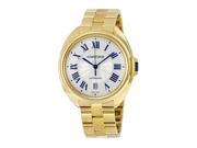 Cartier Cle Silvered Flinque Dial 18kt Yellow Gold Mens Watch WGCL0003