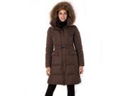 Jessie G. Women s Belted Down Coat with Removable Hood in Black or Chocolate