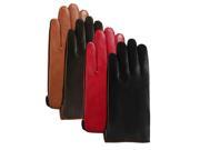 Luxury Lane Women s Contrast Piping Cashmere Lined Lambskin Leather Gloves Chocolate Size M