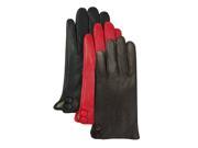 Luxury Lane Women s Cashmere Lined Lambskin Leather Gloves with Buttons Chocolate Small