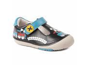 Momo Baby Boys T Strap Leather Shoes Train Black First Walker Toddler