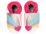 Momo Baby Infant Toddler Soft Sole Leather Shoes Rainbow Heart White