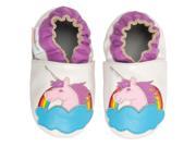 Momo Baby Infant Toddler Soft Sole Leather Shoes Unicorn Rainbow White