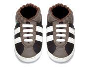Momo Baby Infant Toddler Soft Sole Leather Shoes Striped Sneaker Brown