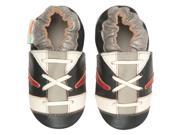 Momo Baby Infant Toddler Soft Sole Leather Shoes Stripe Sneaker Black