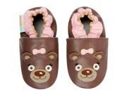 Momo Baby Infant Toddler Soft Sole Leather Shoes Mrs. Bear Brown