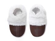 Momo Baby Infant Toddler Soft Sole Leather Shoes Fuzzy Lined Booties Brown