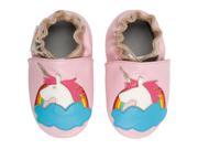 Momo Baby Infant Toddler Soft Sole Leather Shoes Unicorn Rainbow Pink
