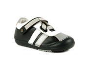 Momo Baby Boys Leather Shoes Z Strap Sneaker Black Silver First Walker Toddler