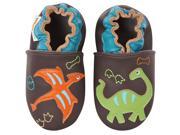 Momo Baby Infant Toddler Soft Sole Leather Shoes Dinos and Fossils Brown