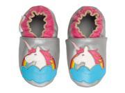 Momo Baby Infant Toddler Soft Sole Leather Shoes Unicorn Rainbow Silver