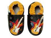 Momo Baby Infant Toddler Soft Sole Leather Shoes Rockstar Guitar Black