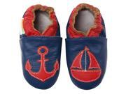 Momo Baby Infant Toddler Soft Sole Leather Shoes Anchors Away Navy