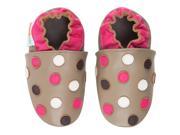 Momo Baby Infant Toddler Soft Sole Leather Shoes Polka Dots Taupe