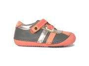 Momo Baby Girls Leather Shoes Z Strap Sneaker Gray Peach First Walker Toddler