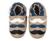 Momo Baby Infant Toddler Soft Sole Leather Shoes Mustache Taupe