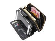 Teckology PU leather detachable case bag card zipper flip for iPhone 6s 5.5 Black