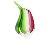 Luxury Lane Hand Blown Multicolor Sommerso Teardrop Art Glass Vase with Angled Lip