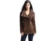 BGSD Women s Aria Cocoon Funnel Neck Suede Leather Jacket
