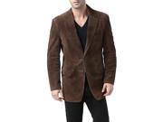 BGSD Men s Classic Two Button Suede Leather Blazer Brown XL