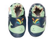 Momo Baby Infant Toddler Soft Sole Leather Shoes A Whale of a Time Navy