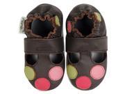 Momo Baby Infant Toddler Soft Sole Leather Shoes Polka Dots T Strap Brown