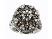 Poison Silver Locket Natural Seed Pearl Ring Size 6