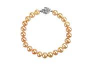 Peach Pink 6 7mm AAA Cultured Pearl Silver Rose Clasp Bracelet 7 LS1R2