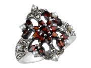 Garnet Fire Burst Silver Natural Seed Pearl Ring Size 7 Various sizes