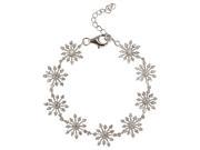 Sparkling Diamond Cubic Zirconia Snowflake Link Sterling Silver Bracelet