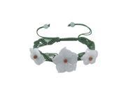 Orion s Belt Woven Silk Adjustable Thread Bracelet w. Jadeite Jade Flowers