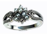 Star Gaze Silver Natural Seed Pearl Ring Size 8